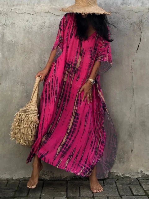 Janne Long Kaftan Dress for Women – Light and Flowy Summer Maxi Dress in Boho Chic Style