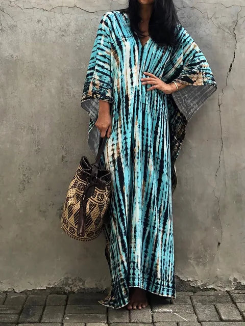 Janne Long Kaftan Dress for Women – Light and Flowy Summer Maxi Dress in Boho Chic Style