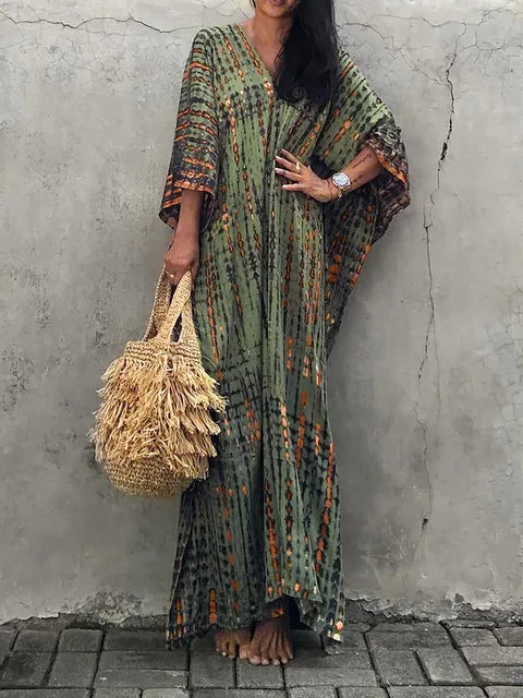 Janne Long Kaftan Dress for Women – Light and Flowy Summer Maxi Dress in Boho Chic Style