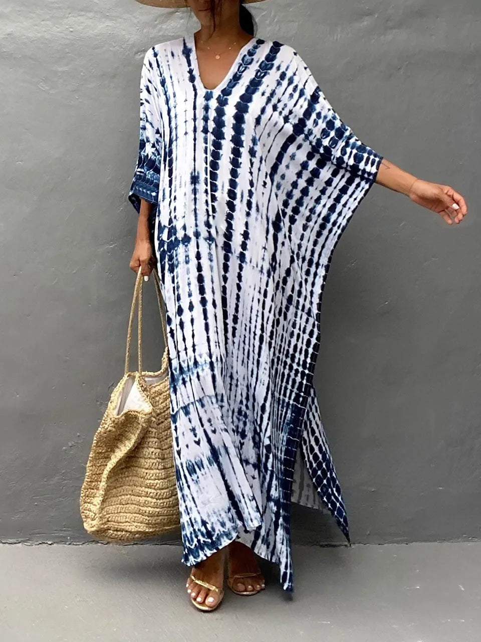 Janne Long Kaftan Dress for Women – Light and Flowy Summer Maxi Dress in Boho Chic Style