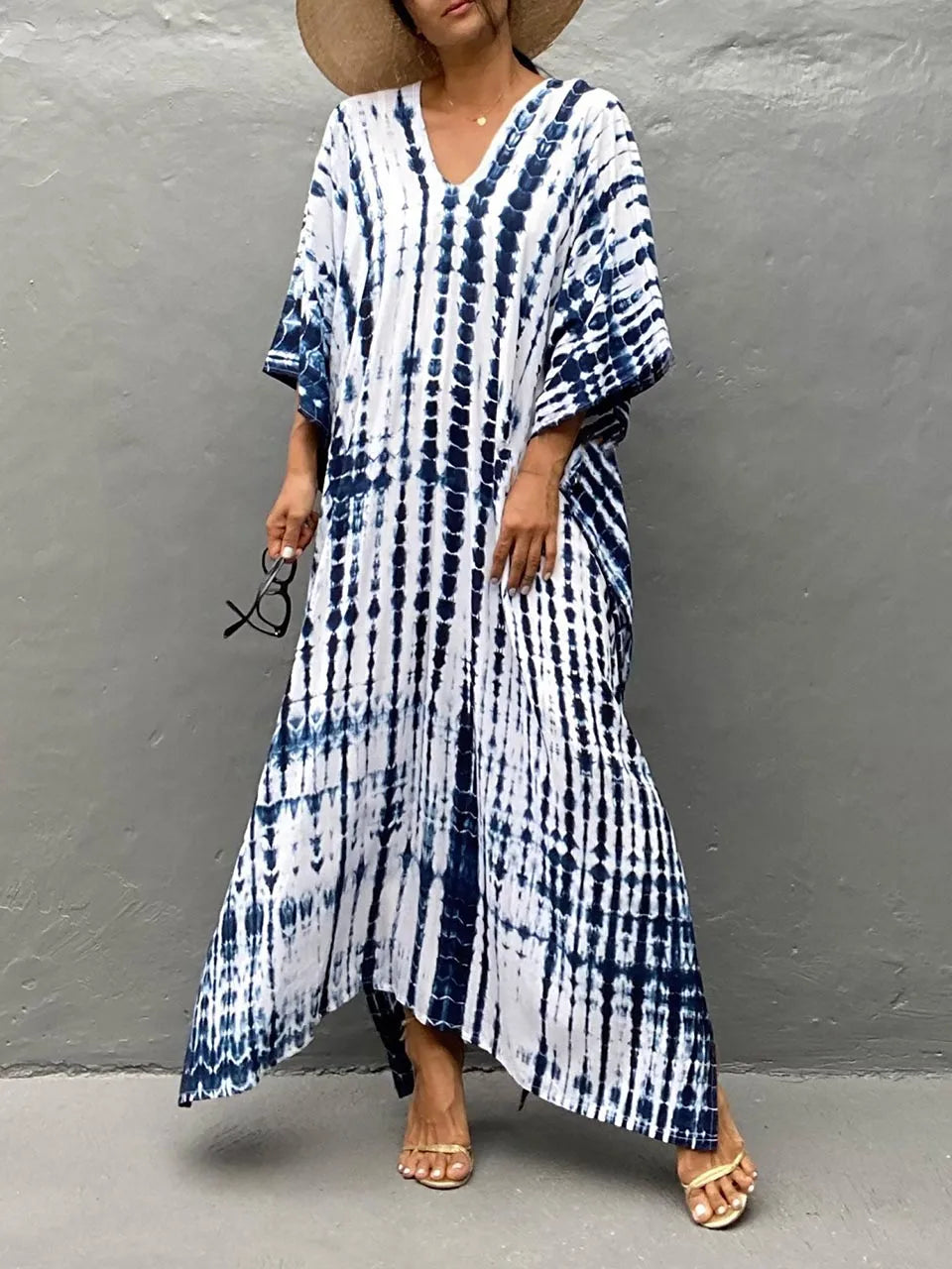 Janne Long Kaftan Dress for Women – Light and Flowy Summer Maxi Dress in Boho Chic Style