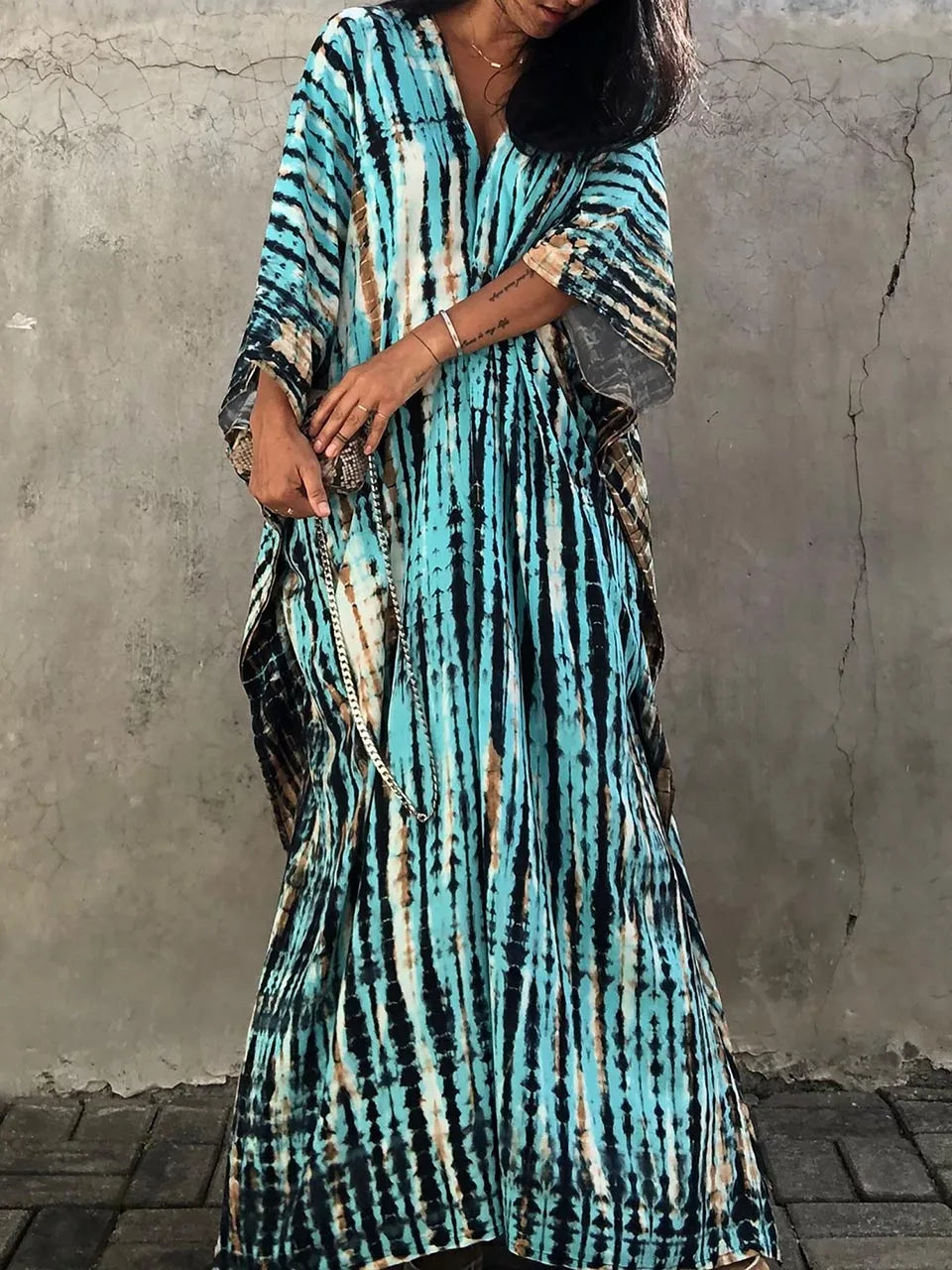 Janne Long Kaftan Dress for Women – Light and Flowy Summer Maxi Dress in Boho Chic Style