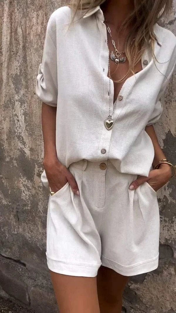 Claui Linen Romper for Women – Terracotta Color, Airy Design & Elegant Summer Look