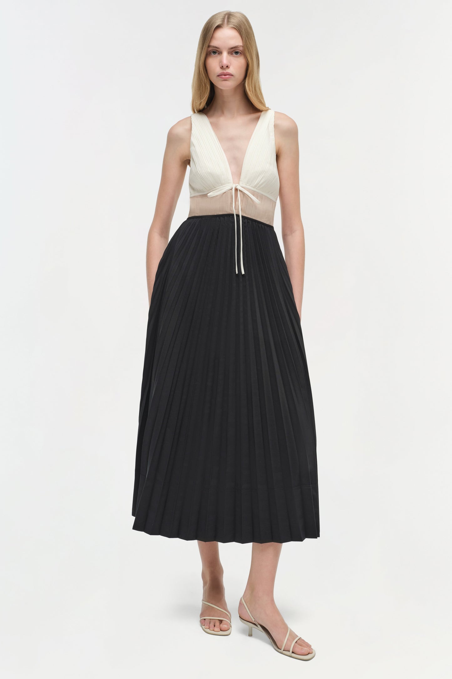 Stephanie Pleated Poplin Midi Dress
