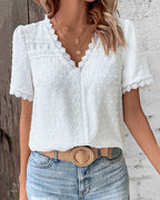 Sophie Cotton Blouse for Women – Vintage Blouse with Lace & Elegant Puff Sleeves