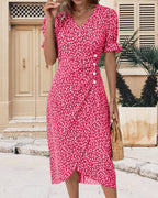 Quincy Summer Dress for Women – Floral Short-Sleeve Dress with Elegant Button Closure