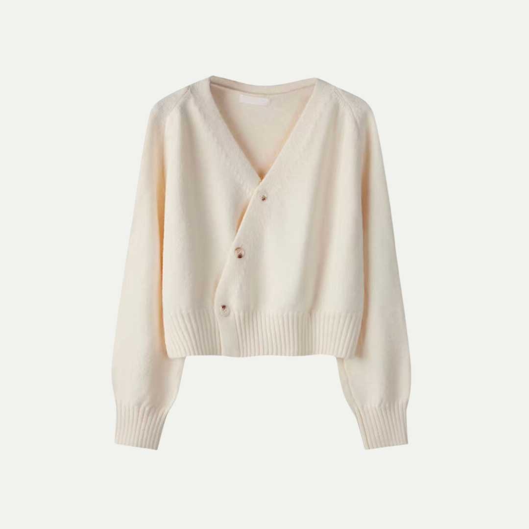 Eira Wool Cardigan for Women – Short Soft Knit with V-Neck & Button Closure, Elegant and Comfortable Cut