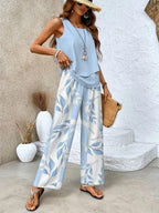 Ghislaine Outfit Set for Women – Elegant Floral Print Top & Pants with Flattering Cut and Comfort