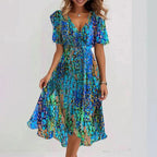 Aimee Midi Dress for Women – Flattering Cut with Vibrant Floral Print & Breathable Comfort