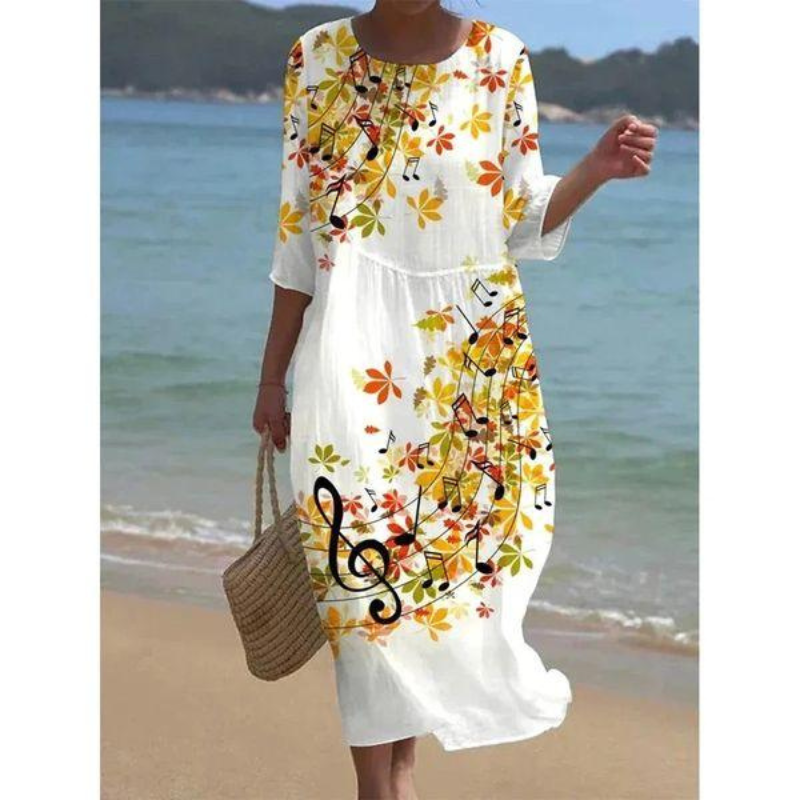 Alora Elegant Dress for Women – Floral Print, Mid-Length Sleeves & Flattering Cut