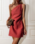 Emelia Cocktail Dress for Women – Asymmetric Elegance & Comfort in Flowy Fabric