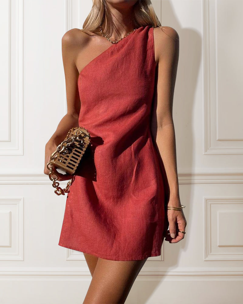 Emelia Cocktail Dress for Women – Asymmetric Elegance & Comfort in Flowy Fabric