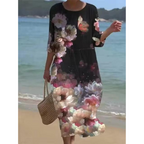 Alora Elegant Dress for Women – Floral Print, Mid-Length Sleeves & Flattering Cut