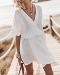 Anny Kimono Dress for Women – Light Summer Linen Dress with Wide Sleeves & Wild Print