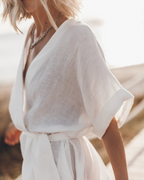 Anny Kimono Dress for Women – Light Summer Linen Dress with Wide Sleeves & Wild Print