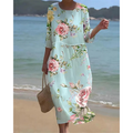 Alora Elegant Dress for Women – Floral Print, Mid-Length Sleeves & Flattering Cut