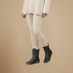 Melly Mid-Calf Boots for Women – Retro Lace-Up Boots with Zip Closure & Flat Sole