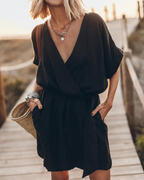 Anny Kimono Dress for Women – Light Summer Linen Dress with Wide Sleeves & Wild Print