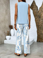 Ghislaine Outfit Set for Women – Elegant Floral Print Top & Pants with Flattering Cut and Comfort