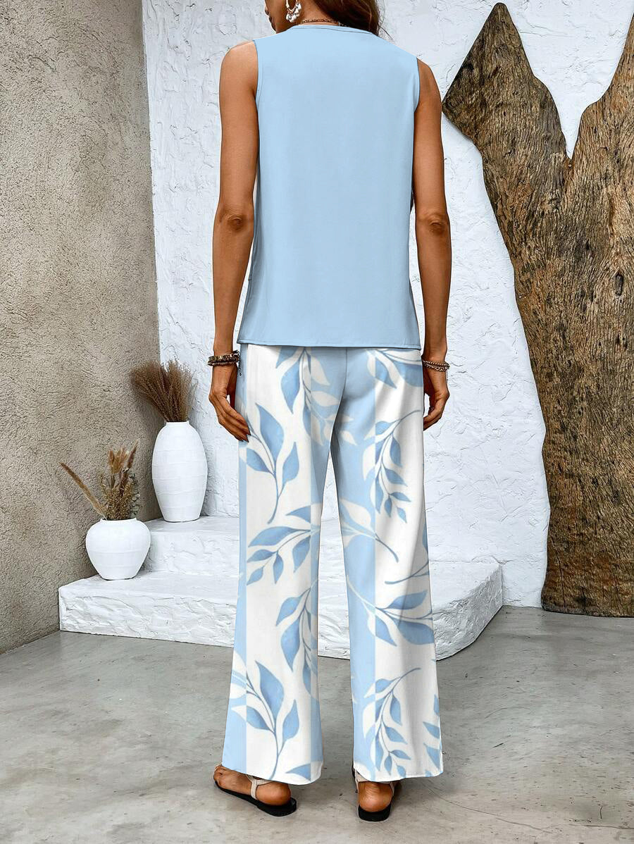 Ghislaine Outfit Set for Women – Elegant Floral Print Top & Pants with Flattering Cut and Comfort