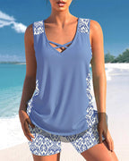 Bienna Tankini for Women – Geometric Design with Full Coverage & Comfortable Fit