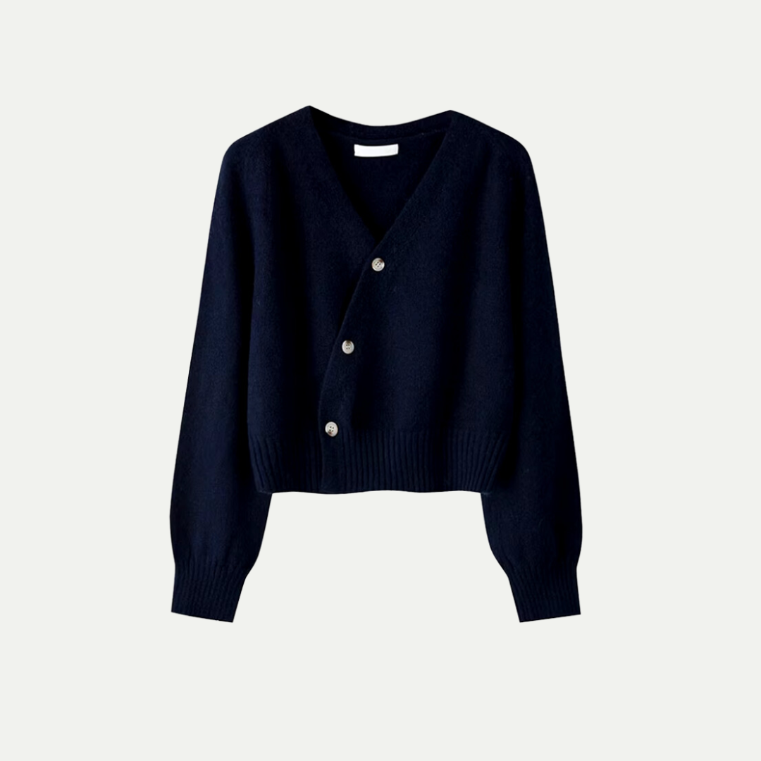 Eira Wool Cardigan for Women – Short Soft Knit with V-Neck & Button Closure, Elegant and Comfortable Cut