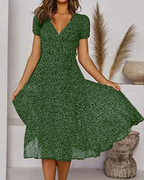 Elise Chiffon Dress for Women – Light Floral Print, V-Neck & Flowy Summer Cut