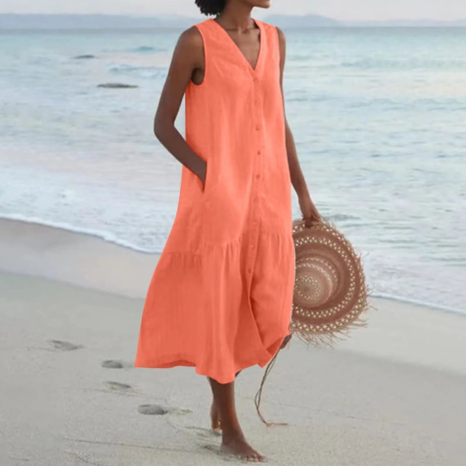 Lena Summer Dress for Women – Elegant V-Neck Dress with Airy Cut & Timeless Design