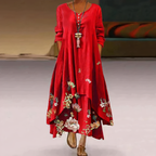 Tania Long Dress for Women – Elegant Floral Dress with Embroidery & Slit for a Summer Look
