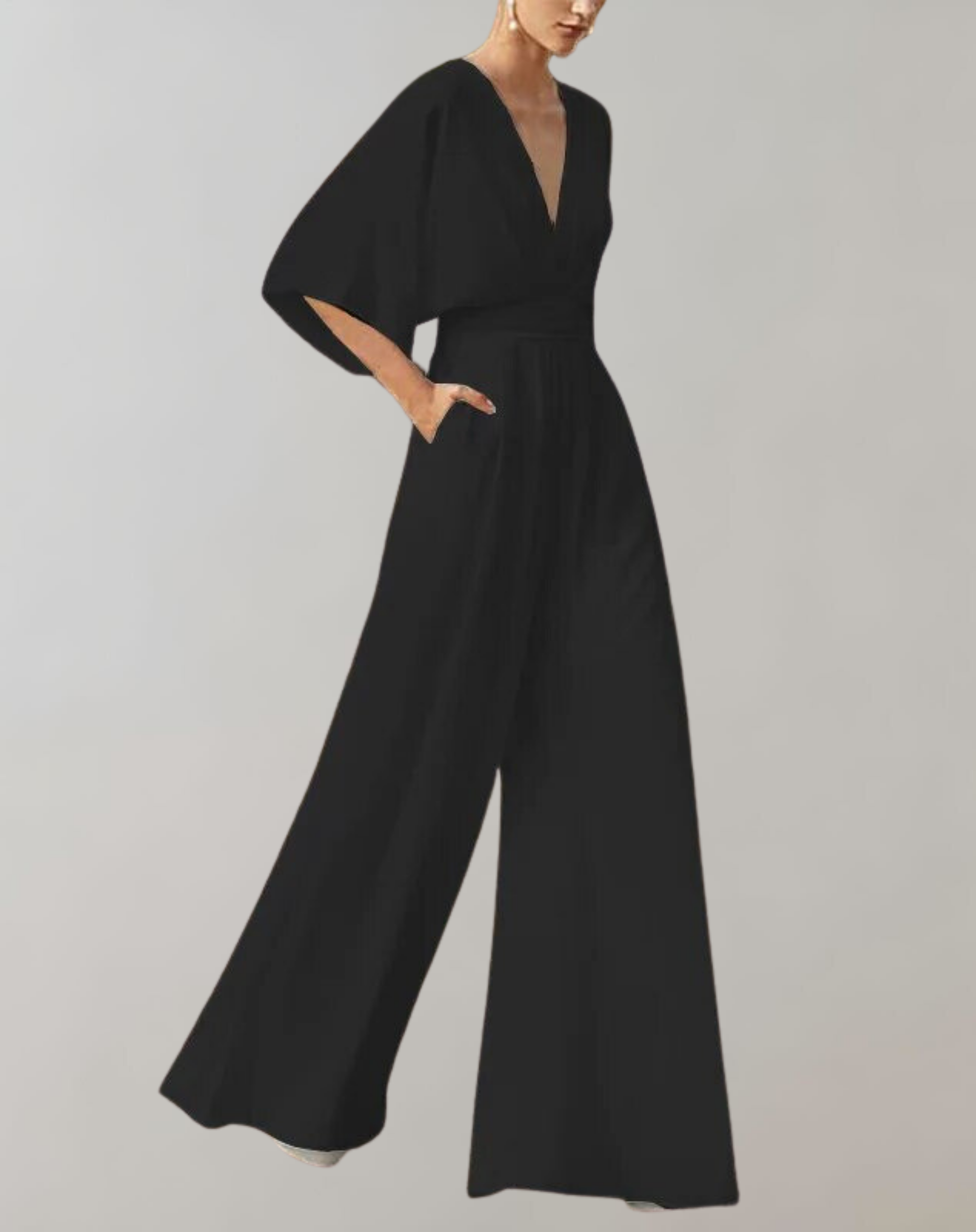 Suzette Jumpsuit for Women – Elegant Jumpsuit with Plunging Neckline & Wide Legs for a Refined Look