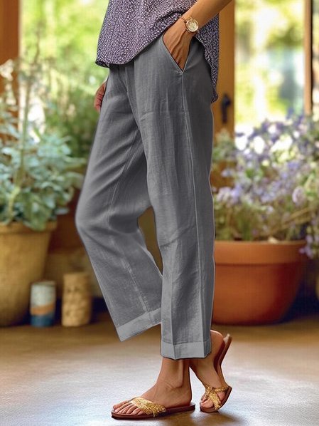 Lotte Linen Pants for Women – Loose Airy Fit, Plain Design & Summer Comfort
