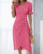 Quincy Summer Dress for Women – Floral Short-Sleeve Dress with Elegant Button Closure