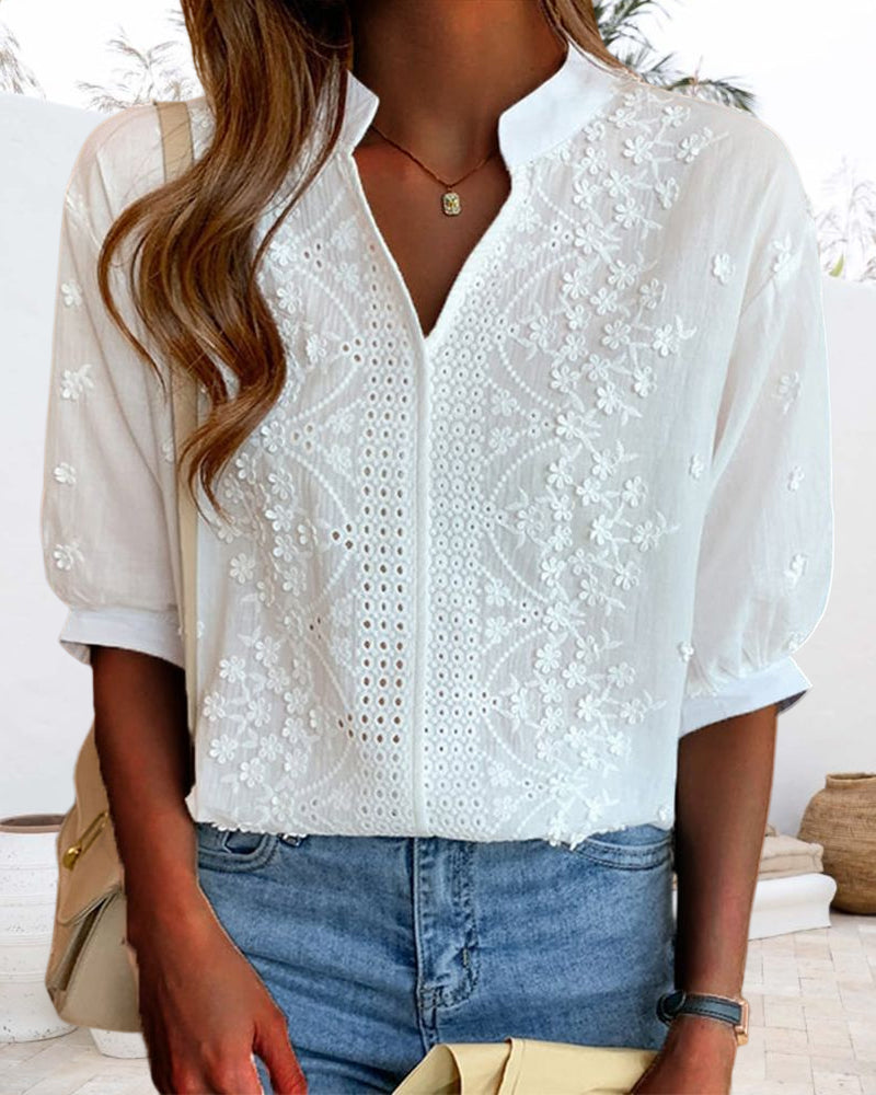 Emelia Blouse for Women – Elegant Top with Puff Sleeves & Comfortable Cut