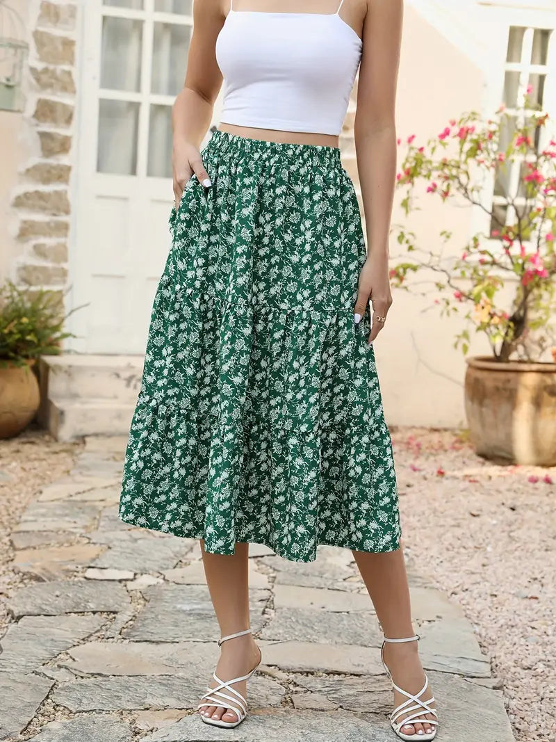 Zia Floral Skirt for Women – A-Line Cut with Pockets, Light for Spring & Summer