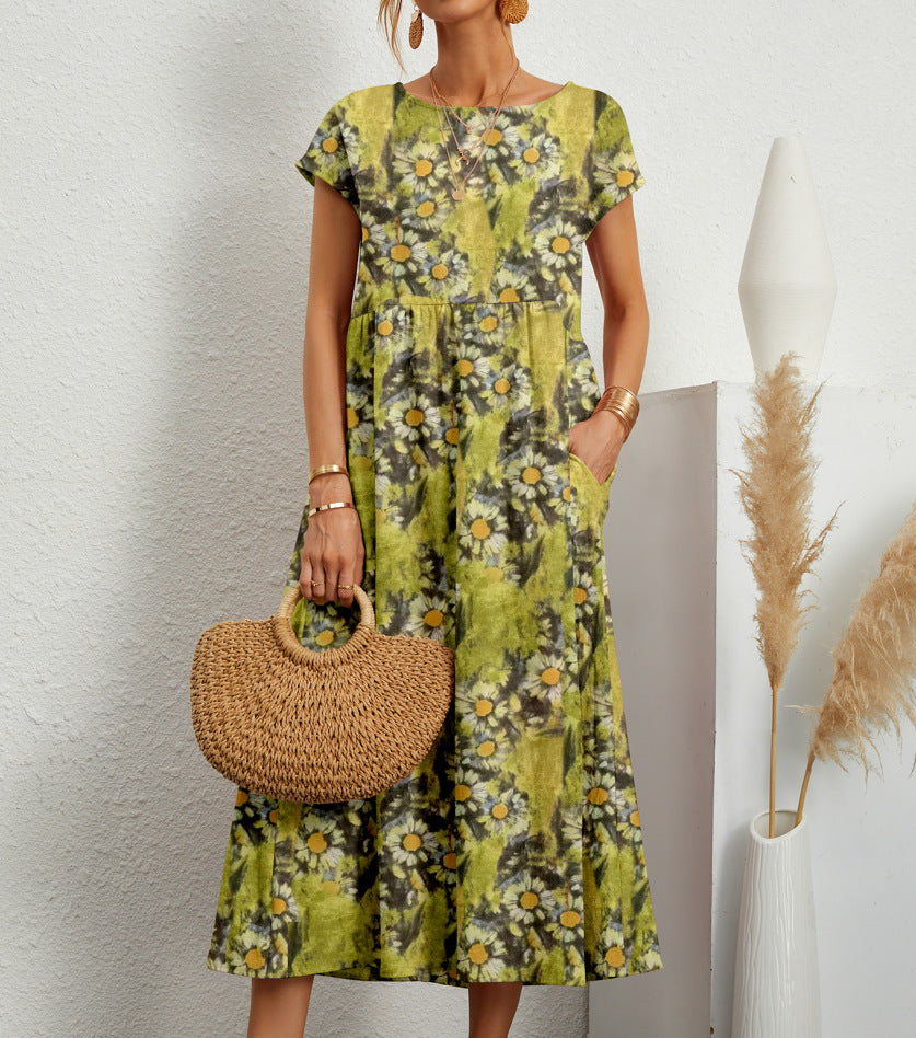 Frances Midi Dress for Women – Elegant Floral Dress in Breathable Fabric with Feminine Cut