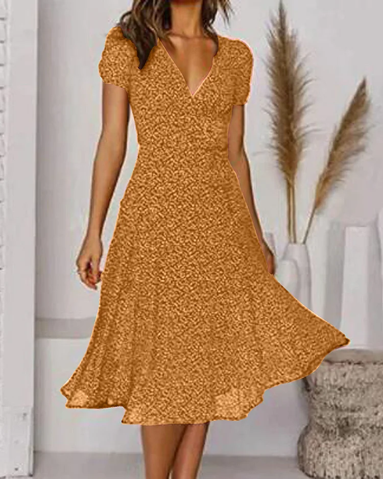 Elise Chiffon Dress for Women – Light Floral Print, V-Neck & Flowy Summer Cut