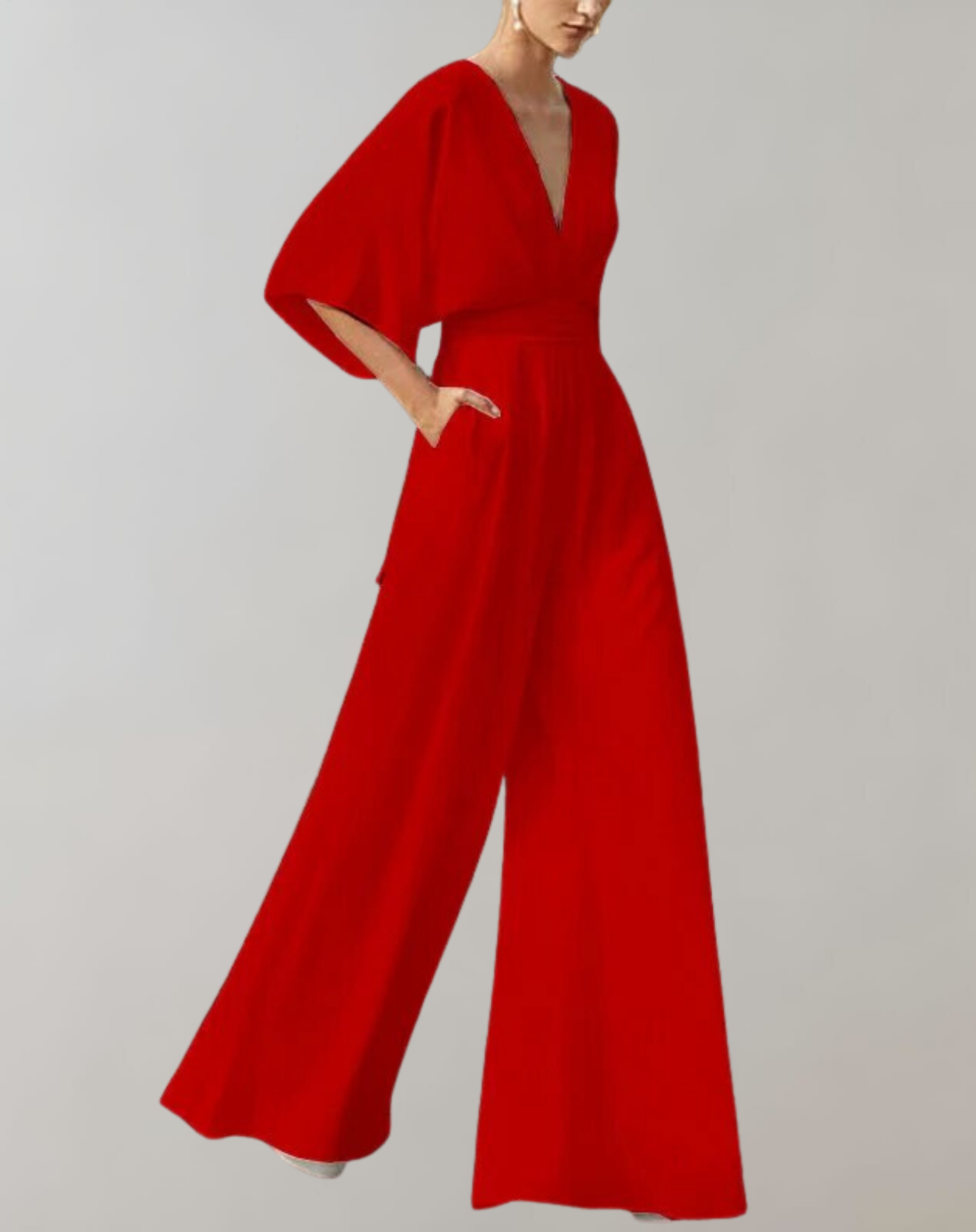 Suzette Jumpsuit for Women – Elegant Jumpsuit with Plunging Neckline & Wide Legs for a Refined Look