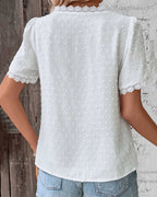 Sophie Cotton Blouse for Women – Vintage Blouse with Lace & Elegant Puff Sleeves