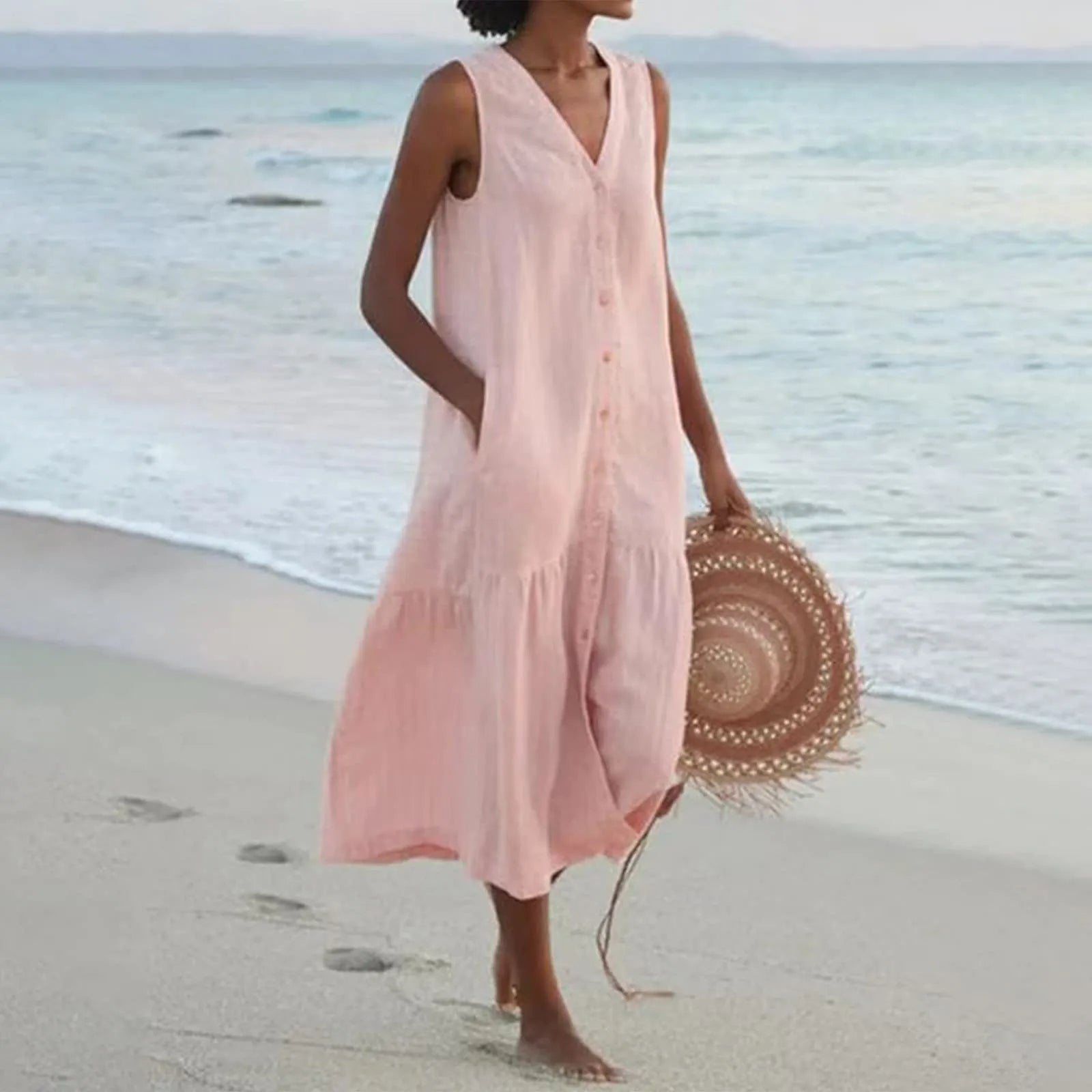 Lena Summer Dress for Women – Elegant V-Neck Dress with Airy Cut & Timeless Design
