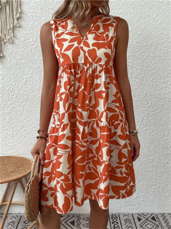 Elenya Summer Dress for Women – Light Flared Dress with Floral Print in Breathable Blended Cotton