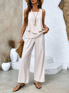 Ghislaine Outfit Set for Women – Elegant Floral Print Top & Pants with Flattering Cut and Comfort
