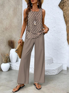 Ghislaine Outfit Set for Women – Elegant Floral Print Top & Pants with Flattering Cut and Comfort