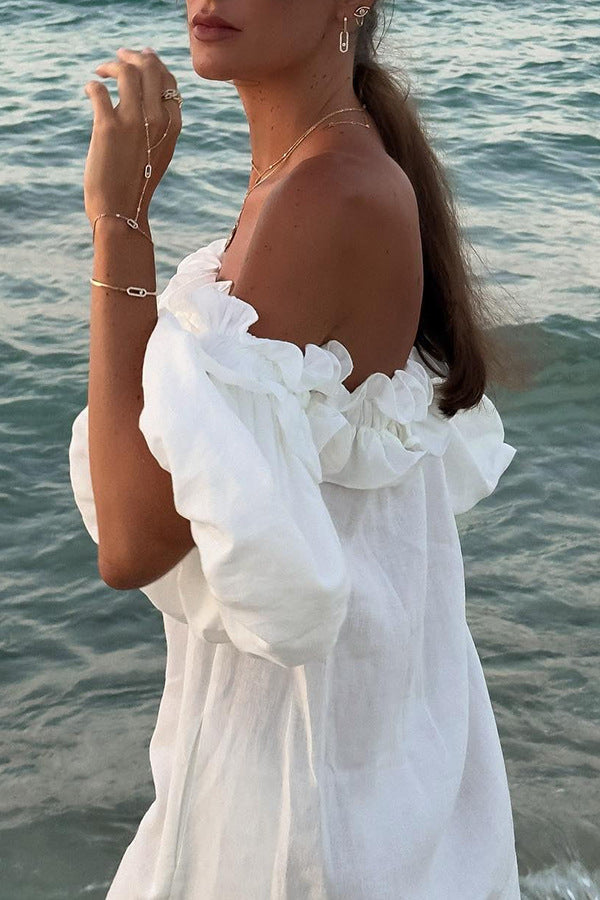 Valentina Maxi Dress for Women – Boho Off-Shoulder Cotton Dress with Ruffles & Bardot Neckline