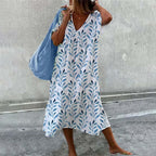 April Maxi Dress for Women – Floral Cotton Print, Airy A-Line Cut