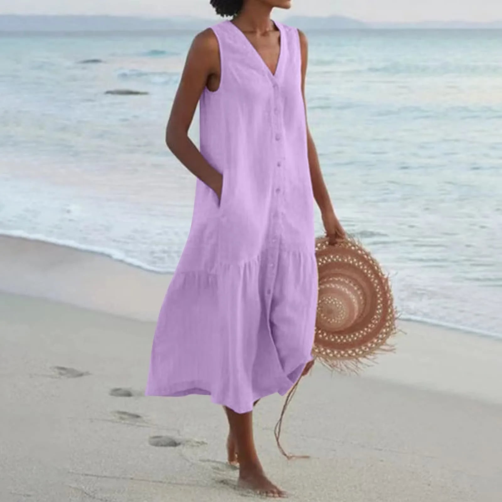 Lena Summer Dress for Women – Elegant V-Neck Dress with Airy Cut & Timeless Design