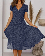 Elise Chiffon Dress for Women – Light Floral Print, V-Neck & Flowy Summer Cut