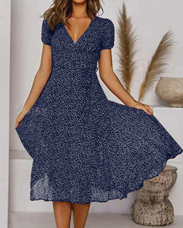 Elise Chiffon Dress for Women – Light Floral Print, V-Neck & Flowy Summer Cut