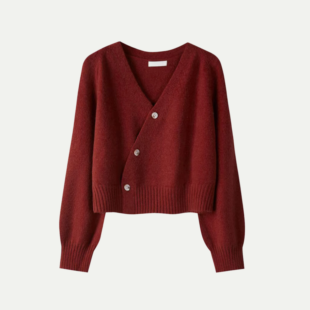 Eira Wool Cardigan for Women – Short Soft Knit with V-Neck & Button Closure, Elegant and Comfortable Cut