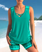 Bienna Tankini for Women – Geometric Design with Full Coverage & Comfortable Fit