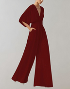 Suzette Jumpsuit for Women – Elegant Jumpsuit with Plunging Neckline & Wide Legs for a Refined Look